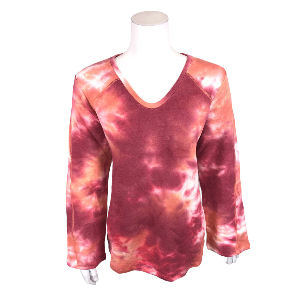 LOGO Lounge by Lori Goldstein Hand Tie-Dyed Plush Cotton Sweatshirt Medium Size